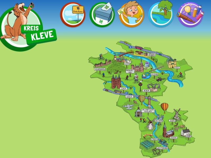 Screenshot von der Kinderhomepage des Kreises Kleve
